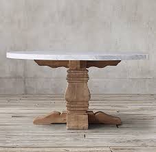 Salvaged Wood Marble Trestle Round Dining Table With Images Dining Table Marble Marble Dining Marble Top Dining Table