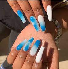 White Sky Blue Nails Pinterest Cassiebryan99 Wedding Acrylic Nails Best Acrylic Nails Acrylic Nails