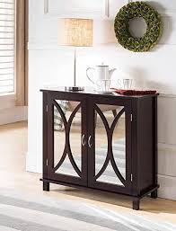 Espresso Wood Accent Entryway Display Console Table With Mirrored Door Storage Review Cabinet Door Storage Mirrored Console Table Mirrored Cabinet Doors