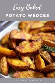 Easy Baked Potato Wedges Happy Kitchen In 2020 Potato Wedges Baked Vegan Recipes Easy Easy Baked Potato
