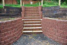 Steps And Retaining Wall Built With Terraforce Red Garden Wall Interlocking Plantable Blocks Garden Retaining Wall Garden Wall Block Retaining Wall
