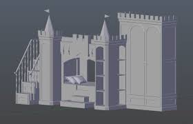 Children bed house castle bed for children toddler barriers drawer 10 day 🚚. 3d Toddler Castle Bunk Bed Cgtrader