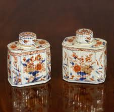 18th Antique Pair Of Chinese Export Porcelain Tea Caddies Circa 1720 Vintage Tea Tins Tea Tin Boxes Chinese Export