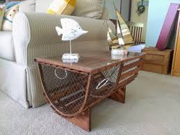 The maine wooden lobster trap coffee table is just the piece of furniture that can inspire you to create that perfect seaside feeling in your room. Wood Lobster Trap End Table With Low Cradle Clear Top Etsy