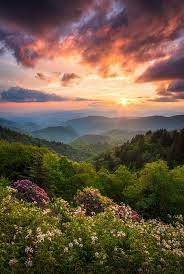 North Carolina Great Smoky Mountains Sunset Landscape Cherokee Nc Sunset Landscape Mountain Sunset Landscapes Beautiful Landscape Photography