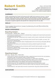 Reporting Analyst Resume Samples Qwikresume