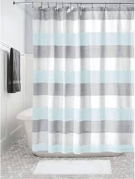 Amazon Com Idesign Wide Stripe Fabric Bathroom Shower Curtain 72 X 72 Aqua Gray And W In 2020 Fabric Shower Curtains Striped Shower Curtains Gray Shower Curtains