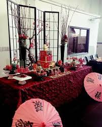 Love The Umbrellas Open Under The Table Asian Party Japanese Theme Parties Asian Party Themes