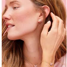 NWT! Kendra Scott Mallory Gold Stud Earrings in Rose Quartz