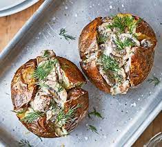 Mushroom Jacket Potatoes Recipe Delicious Healthy Recipes Baked Potato Fillings Yummy Potato