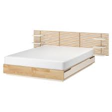Ikea nordli white bed with headboard and storage. Mandal Structure Lit Avec Tete De Lit Bouleau Blanc 140x202 Cm Ikea