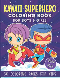 All these santa coloring pages are free and can be printed in seconds from your computer. Kawaii Superhero Coloring Book For Boys Girls 30 Coloring Pages For Kids Ages 4 8 Larson Laura 9798691624094 Amazon Com Books