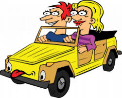Kostenlose Vektor Madchen Und Jungen Fahrenden Auto Karikatur