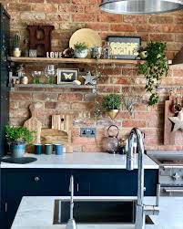 Rustic Kitchen Blue Kitchen Exposed Brick Wall Modern Rustic Kitchen Shelves Industrial Kitchen Rustic Modern Kitchen Rustic Kitchen Brick Wall Kitchen