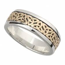 Irish Wedding Band 10k Gold And Sterling Silver Mens Celtic Trinity Knot Ring Hisandhersweddingban Irish Wedding Rings Trinity Knot Ring Irish Wedding Bands