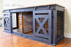 Diy Custom Double Dog Kennel Crate Furniture Farmhouse Barndoors Building A Dog Kennel Dog Kennel Furniture Diy Diy Dog Crate