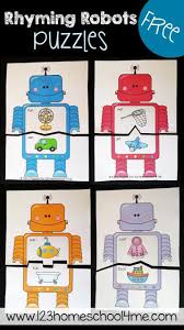 B r e a k 7. Free Printable Robot Puzzles Rhyming Activity