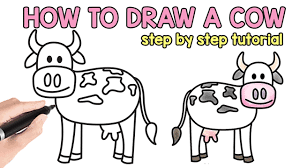 Then, draw the next two for the snout and the left ear. How To Draw A Cow Step By Step Cow Drawing Instructions Kids And Beginners Easy Peasy And Fun