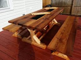 Fancyx Table With Ice Bucket Mod Benches Farmhouse Table Table Diy Outdoor Table