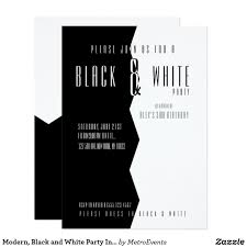 Black And White Party Invitations Modern Black And White Party Invitations Zazzle Com Black And White Party Decorations White Party Theme White Party Decorations