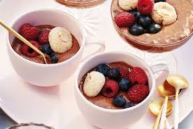 Olive Oil Chocolate Mousse With Berries And Amarettini Recipe Recipes Almond Recipes Delicious