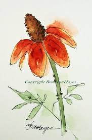 Wildflower Mexican Hat Watercolor Painting Aceo Flower Floral Etsy Watercolor Tattoo Flower Watercolor Paintings Watercolor Art
