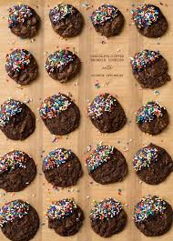 Chocolate Dipped Brownie Cookies With Rainbow Sprinkles Love And Olive Oil Brownie Cookies Chocolate Dipped Sweet