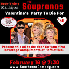 Perfect for valentine's day parties and couples parties. The Soupranos Valentine S Party To Die For On February 16 In Brewster