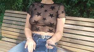 New see through blouse public porn
