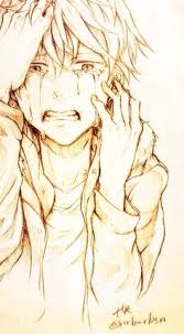 Anime villain female character face drawing. Anime Crying