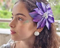 New Princess Ariel Flower, the Little Mermaid Purple Big Sea Flower Hair  Clip Crystals & Pearls , Mermaid Costume Live Action