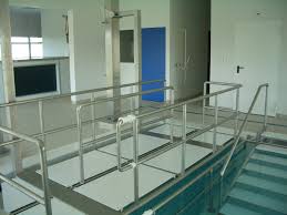 Double walking platform with adjustable height for pool ...