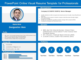 A microsoft word resume template is a tool which is 100% free to download and edit. Powerpoint Online Visual Resume Template For Professionals Powerpoint Presentation Sample Example Of Ppt Presentation Presentation Background