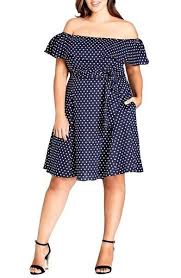 Black And White Polka Dot Dress Off The Shoulder City Chic Sweet Off The Shoulder Fit Flare Dress Plus Size With Images Fit Flare Dress Plus Size Dresses Flare Dress