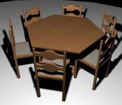 Enjoy sitting in your patio, garden or lawn with these hexagonal table. Hexagonal Wooden Dining Table With Chairs 3d 3ds Model For 3d Studio Max Designs Cad