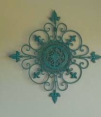 Shabby Chic Metal Wall Art Teal Aqua Brown Scroll Decor Iron Metal Kitchen Simple Rustic Shabby Chic Metal Wall Art Teal Wall Decor Shabby Chic