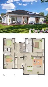 Bungalow Haus Mit Walmdach Architektur 4 Zimmer Grundriss 130 Qm Gross Rechteckig Als Winkelbungalow Mit Erker Haus Bungalow Town Country Haus Haus Plane