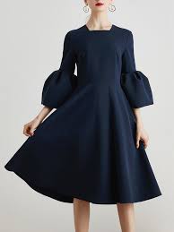 Thickness Mid Weight Style Casual Statement Vintage Neckline Square Neck Elasticity Non Stretchy T Vintage Midi Dresses Midi Dress With Sleeves Vintage Dresses