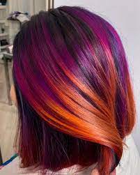 Uploaded By Hair Hairstyles Find Images And Videos About Sunset Hair Color And Purple Orange Hair Color On Sunset Hair Sunset Hair Color Creative Hair Color