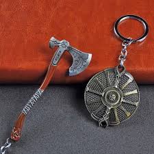 Game God Of War 4 Kratos Axe Guardian Shield Alloy Key Chains Keychain Kratos Axe God Of War Unisex Accessories