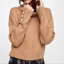 Women's sweaters └ women's clothing └ women └ clothing, shoes & accessories all categories antiques art automotive baby books business & industrial cameras & photo cell phones zara women alpaca wool blend crewneck pullover sweater lilac purple nwt medium. Zara Sweaters Zara Oversized Camel Sweater With Faux Pearl Cuffs Poshmark