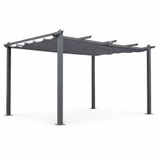 Tente De Jardin Pergola Aluminium 3x4m Condate Gris Toile Retractable Toile Coulissante Tonnelle Abri De Terrasse Aluminum Pergola Aluminum Gazebo Pergola