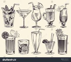Hand Drawn Cocktails Sketch Cocktails And Alcohol Drinks Cold Beverages Different Glasses Restaurant Alcoholi Alcoholic Drinks How To Draw Hands Cold Drinks