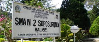 Sma negeri 2 balige adalah sekolah menengah atas negeri yang berada di soposurung, kecamatan balige, kabupaten toba, sumatra utara.berdiri pada tahun 1990, sma negeri 2 balige bekerja sama dengan asrama yayasan tunas bangsa soposurung dalam menyelenggarakan pendidikannya. Sman 2 Balige