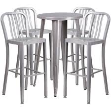 Maybe you would like to learn more about one of these? Flash Furniture 24 Round Silver Metal Indoor Outdoor Bar Table Set With 4 Vertical Slat Back Stools Ch 51080bh 4 30vrt Sil Gg