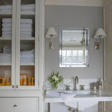 The beautiful daria collection stands out in any bathroom with strong, clean lines and elegant raised panels. Gray Linen Cabinet Design Ideas