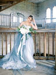 Tulle Wedding Dress Strapless Lace With Tulle Skirt Train Blue Wedding Dresses Blue Wedding Gowns Wedding Dresses
