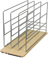 This sturdy rack features four dividers spaced apart to organize cookware lids, saute pans, plates, cutting boards, and bakeware so items are neatly stored and easily accessible. Amazon Com Knape Vogt Tdro Fnw 9 In Roll Out Tray Divider Cabinet Organizer Frosted Nickel Home Kitchen