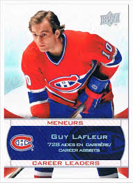 Guy damien 'the flower' / 'le démon blond' lafleur (born september 20, 1951) is a former canadian professional ice hockey player who is widely regarded as one of the most naturally gifted and popular players ever to play profes. 2008 09 Upper Deck Centennial Career Leaders Guy Lafleur Montreal Canadiens 237 Ebay