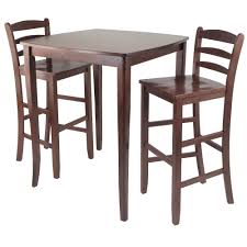 Specializing in furniture crafted of solid wood, winsome also crafts unique furniture using wrought iron, aluminum, steel, marble, and glass. 3pc Inglewood Counter Height Dining Set With Ladder Back Bar Stools Wood Walnut Winsome Pub Table Sets Pub Dining Table Pub Dining Set